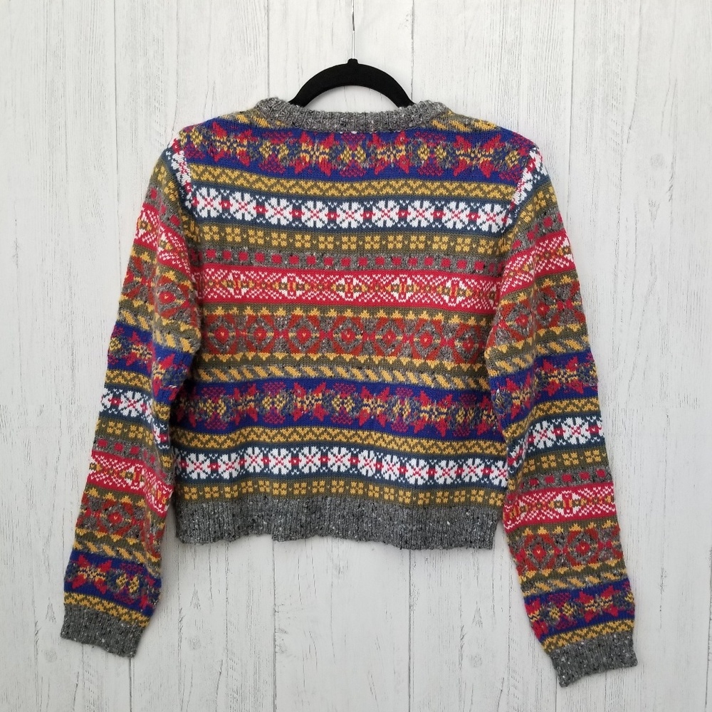 NWT Zara Cropped Jacquard Fair Isle Sweater Medium - Picture 2 of 8
